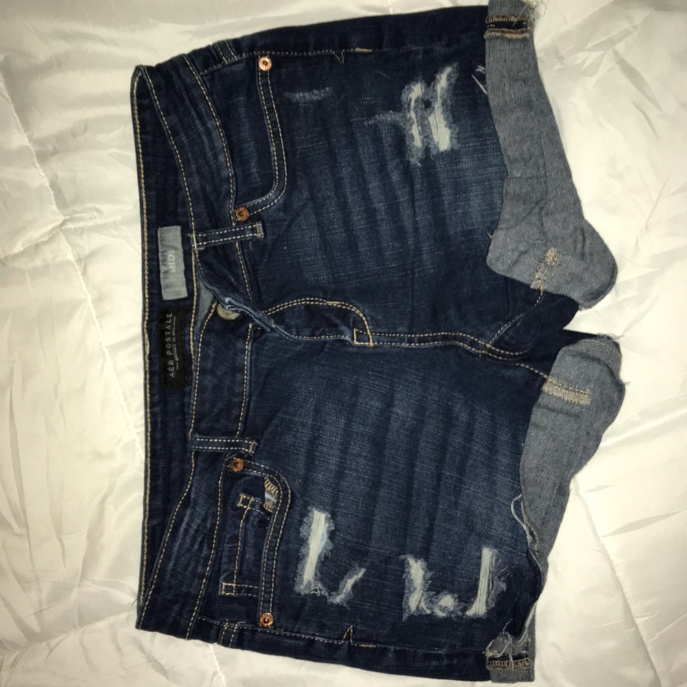 Aero distressed jean shorts